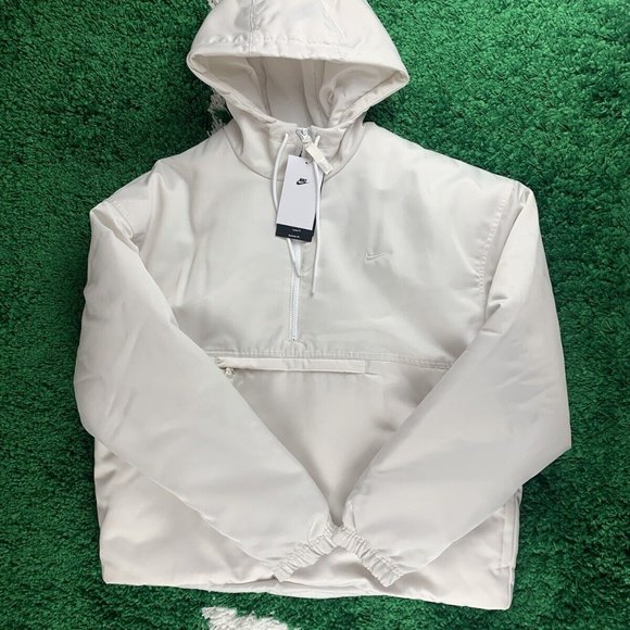 Nike Solo Swoosh Satin Anorak Jacket White Men’s size Large NEW DR0839-030 - Picture 10 of 10